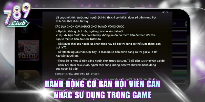 Hành động cơ bản hội viên cân nhắc sử dụng trong game